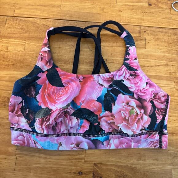 Lululemon Energy Sports Bra Floral Secret Garden Strappy Back Size 8 - Picture 3 of 6
